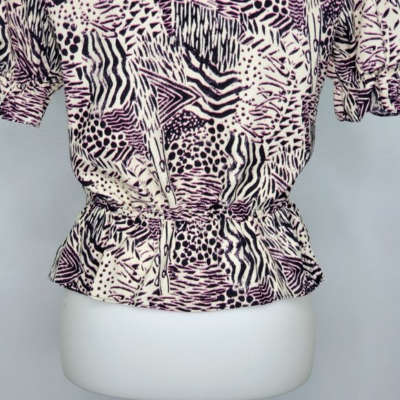 Topshop Margot Animal Print Contemporary Trendy V-Neck Top Size 4 - Picture 9 of 13